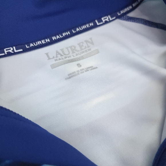 Lauren Ralph Lauren Blue Patterned Women's Work Out Quarter-Zip Pullover S - Picture 7 of 10